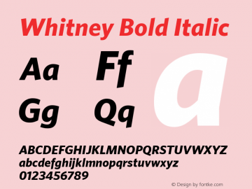 Whitney Bold Italic 001.000 Font Sample