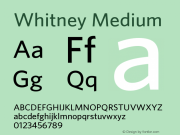 Whitney Medium Version 001.000 Font Sample