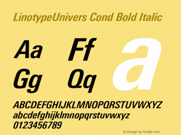 LinotypeUnivers Cond Bold Italic 001.000图片样张