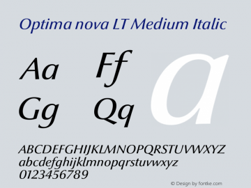 Optima nova LT Medium Italic 001.000 Font Sample