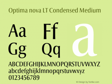 Optima nova LT Condensed Medium 001.000 Font Sample