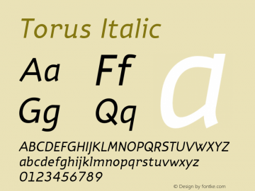 Torus Italic 001.000 Font Sample