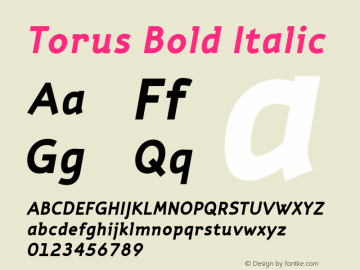 Torus Bold Italic 001.000 Font Sample