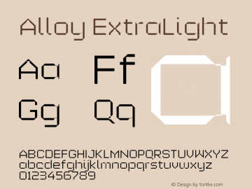 Alloy ExtraLight Version 1.00 Font Sample