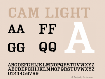 Cam Light version 1.00 Font Sample