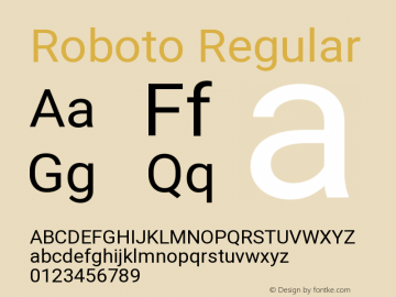 Roboto Regular Version 2.000980; 2014 Font Sample