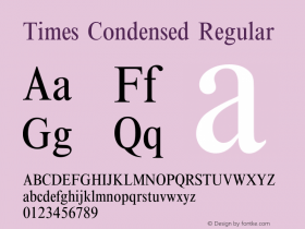 Times Condensed Regular 1 Font Sample