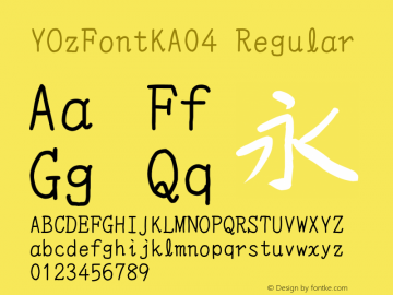 YOzFontKA04 Regular Version 6.00 Font Sample