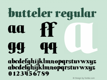 butteler Regular Version 1.001 1999 Font Sample