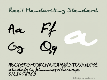 Raz'1 Handwriting Standard Version 1.1 Font Sample