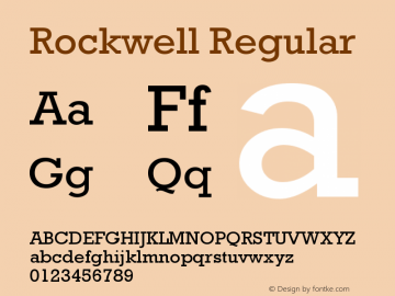 Rockwell Regular Version 001.000 Font Sample