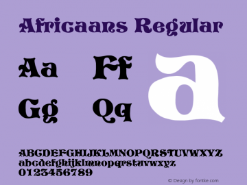 Africaans Regular Altsys Fontographer 3.5  28.09.1993 Font Sample