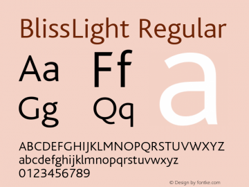 BlissLight Regular Macromedia Fontographer 4.1.3 23/6/96图片样张