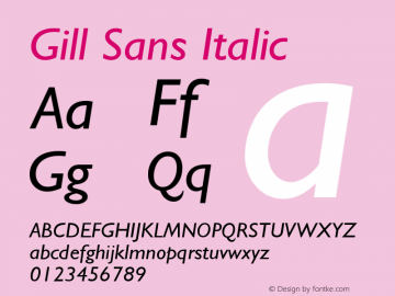 Gill Sans Italic Version 4 Font Sample