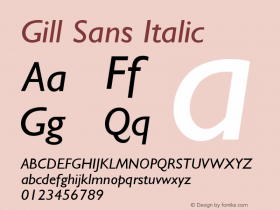 Gill Sans Italic Version 001.002 Font Sample