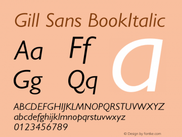 Gill Sans BookItalic Version 001.003 Font Sample