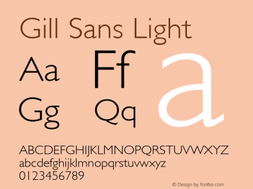 Gill Sans Light 1.0d19 Font Sample