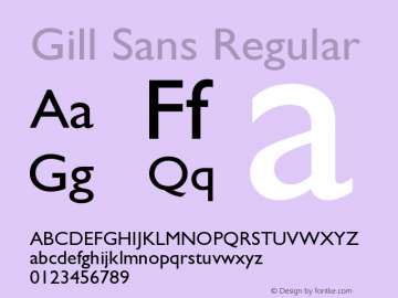 Gill Sans Regular Version 001.003 Font Sample