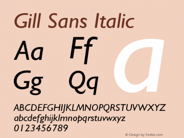 Gill Sans Italic Version 001.003图片样张