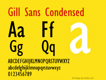 Gill Sans Condensed Version 001.002 Font Sample