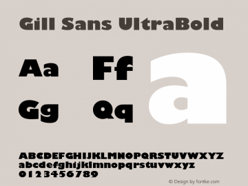 Gill Sans UltraBold Version 001.002 Font Sample