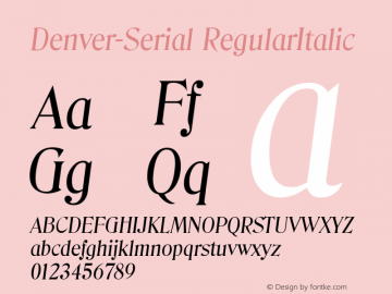 Denver-Serial RegularItalic 1.0 Fri Oct 18 19:23:15 1996 Font Sample