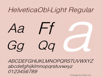 HelveticaObl-Light Regular Converted from D:\NYFONT\ST000086.TF1 by ALLTYPE Font Sample