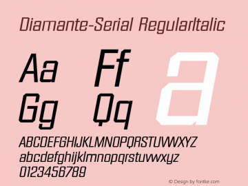 Diamante-Serial RegularItalic 1.0 Fri Oct 18 20:06:05 1996 Font Sample