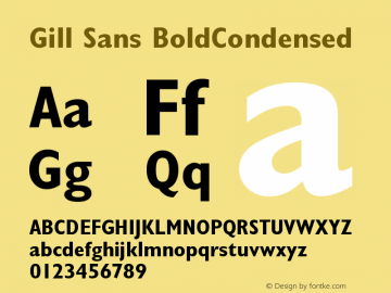 Gill Sans BoldCondensed Version 001.002 Font Sample
