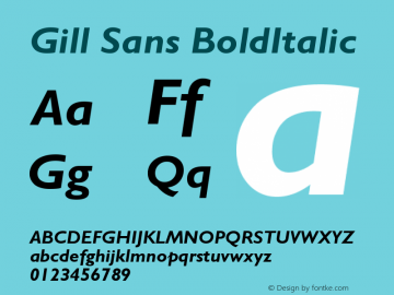 Gill Sans BoldItalic Version 001.003 Font Sample