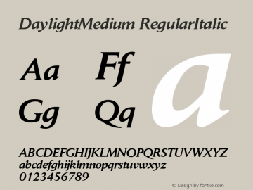 DaylightMedium RegularItalic 1.0 Mon Oct 30 10:19:16 1995图片样张