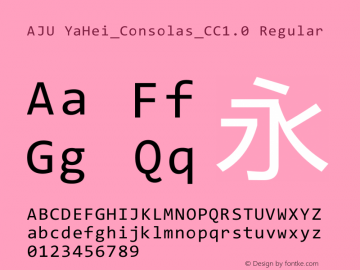 AJU YaHei_Consolas_CC1.0 Regular Version 1.01 Font Sample