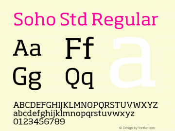Soho Std Regular Version 1.000 Font Sample