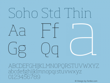 Soho Std Thin Version 1.000 Font Sample