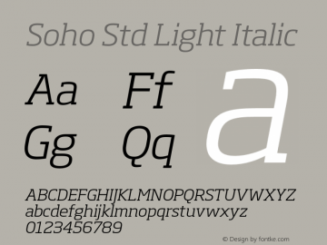 Soho Std Light Italic Version 1.000 Font Sample
