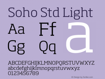 Soho Std Light Version 1.000 Font Sample