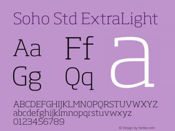 Soho Std ExtraLight Version 1.000 Font Sample