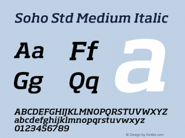 Soho Std Medium Italic Version 1.000 Font Sample