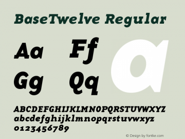 BaseTwelve Regular Version 1.00 Font Sample