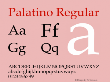 Palatino Regular 7.0d2e1 Font Sample