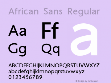 African Sans Regular Version 9.380 Font Sample