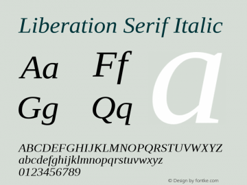 Liberation Serif Italic Version 1.02 Font Sample