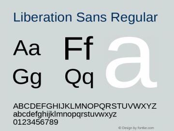 Liberation Sans Regular Version 1.02 Font Sample