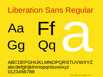 Liberation Sans Regular Version 1.02 Font Sample