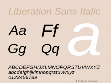 Liberation Sans Italic Version 1.02 Font Sample