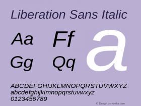 Liberation Sans Italic Version 1.07图片样张