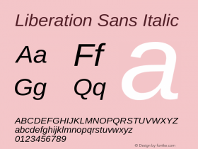 Liberation Sans Italic Version 2.00.0图片样张