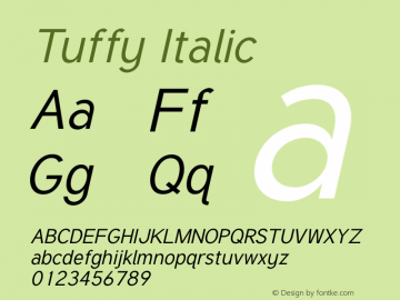 Tuffy Italic Version 001.280 Font Sample