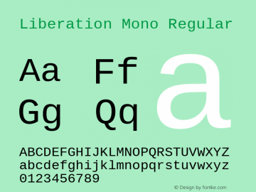 Liberation Mono Regular Version 1.04 Font Sample