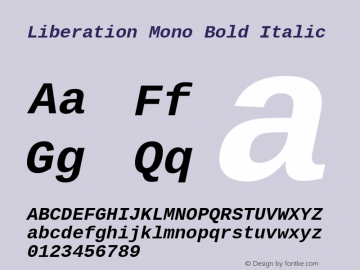Liberation Mono Bold Italic Version 1.02 Font Sample